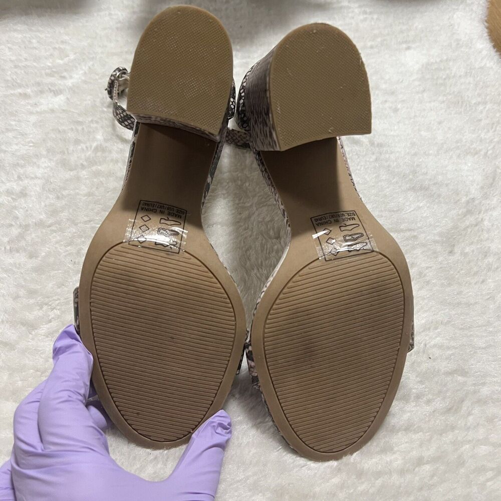 Qupid Snake Embossed Open Toe Chunky Block Heel S… - image 6